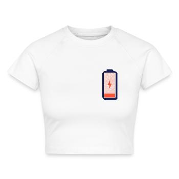 Akku leer – Lade mich auf! - Cropped Frauen Organic T-Shirt - Weiß - Vorne - AI Model Female 172 dark (172cm)