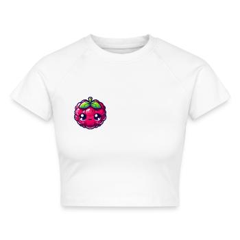 Himbeer-Kawaii-Illustration - Cropped Frauen Organic T-Shirt - Weiß - Vorne - AI Model Female 172 dark (172cm)