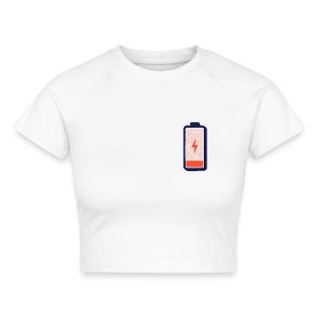 Akku leer – Lade mich auf! - Cropped Frauen Organic T-Shirt - Weiß - Vorne - AI Model Female 172 dark (172cm)