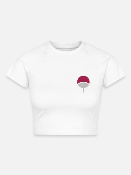 Naruto Brustlogo Des Uchiha-Clan - Cropped Frauen Organic T-Shirt - Weiß