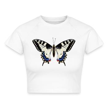 Butterflyy GeomeTRIX - Cropped Frauen Organic T-Shirt - Weiß - Vorne - AI Model Female 172 dark (172cm)