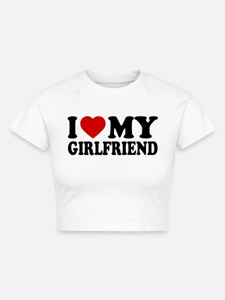 I love my girlfriend - Cropped Frauen Organic T-Shirt - Weiß