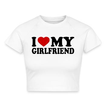 I love my girlfriend - Cropped Frauen Organic T-Shirt - Weiß - Vorne - AI Model Female 172 dark (172cm)