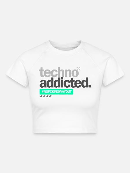 techno addicted. - Cropped Frauen Organic T-Shirt - Weiß