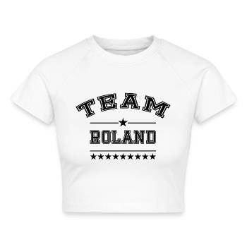 Team Roland - Cropped Frauen Organic T-Shirt - Weiß - Vorne - AI Model Female 172 dark (172cm)