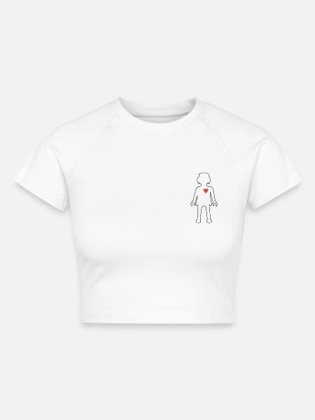 Playmobil Figur Mit Herz - Cropped Frauen Organic T-Shirt - Weiß