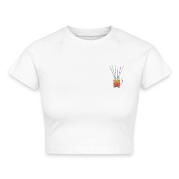 Vodka Orange im Bierkrug mit bunten Strohhalmen - Cropped Frauen Organic T-Shirt - Weiß - Vorne - AI Model Female 172 dark (172cm)