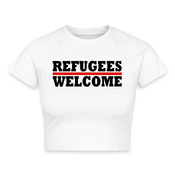 refugees welcome - Cropped Frauen Organic T-Shirt - Weiß - Vorne - AI Model Female 172 dark (172cm)
