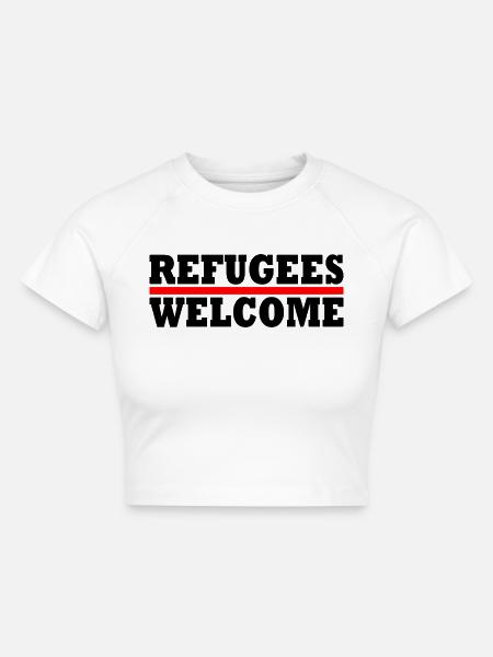 refugees welcome - Cropped Frauen Organic T-Shirt - Weiß