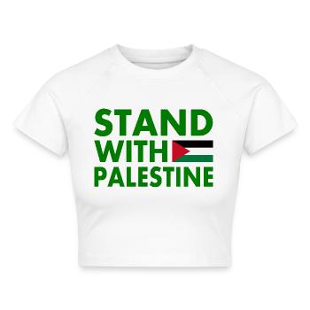 Stand with palestine - Cropped Frauen Organic T-Shirt - Weiß - Vorne - AI Model Female 172 dark (172cm)
