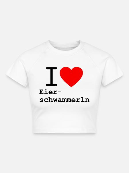 i love Eierschwammerl - Pfifferlinge - Cropped Frauen Organic T-Shirt - Weiß