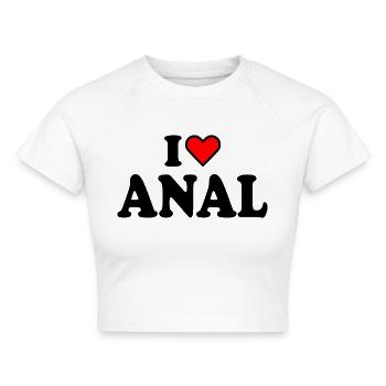I love anal - Cropped Frauen Organic T-Shirt - Weiß - Vorne - AI Model Female 172 dark (172cm)