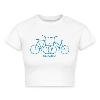 Fahrradliebe für echte Fahrradfans - Cropped Frauen Organic T-Shirt - Weiß - Vorne - AI Model Female 172 dark (172cm)