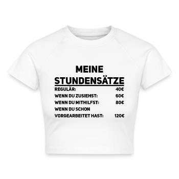 Handwerker Stundensätze - Cropped Frauen Organic T-Shirt - Weiß - Vorne - AI Model Female 172 dark (172cm)