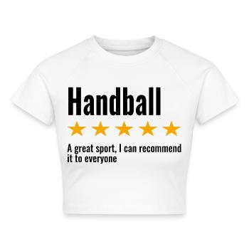 Handball Handballer Spruch - Cropped Frauen Organic T-Shirt - Weiß - Vorne - AI Model Female 172 dark (172cm)