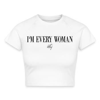 Whitney Houston I'm Every Woman Schwarz - Cropped Frauen Organic T-Shirt - Weiß - Vorne - AI Model Female 172 dark (172cm)