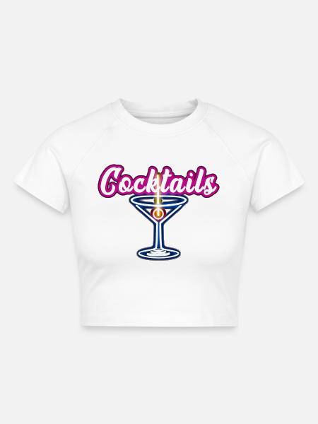 Cocktail - Cropped Frauen Organic T-Shirt - Weiß