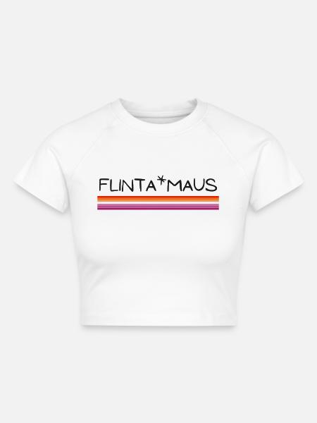 Flinta*Maus Logo lesbian flag - Cropped Frauen Organic T-Shirt - Weiß