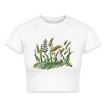 Wiese - Cropped Frauen Organic T-Shirt - Weiß - Vorne - AI Model Female 172 dark (172cm)
