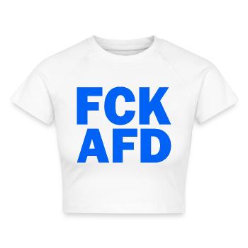 Fck afd - Cropped Frauen Organic T-Shirt - Weiß - Vorne - AI Model Female 172 dark (172cm)