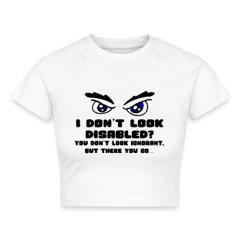 Sehe ich nicht behindert genug aus? * - Cropped Frauen Organic T-Shirt - Weiß - Vorne - AI Model Female 172 dark (172cm)