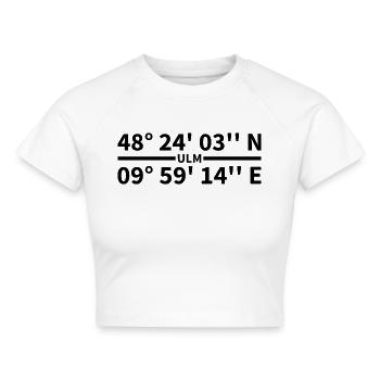 Ulm Koordinaten - Cropped Frauen Organic T-Shirt - Weiß - Vorne - AI Model Female 172 dark (172cm)