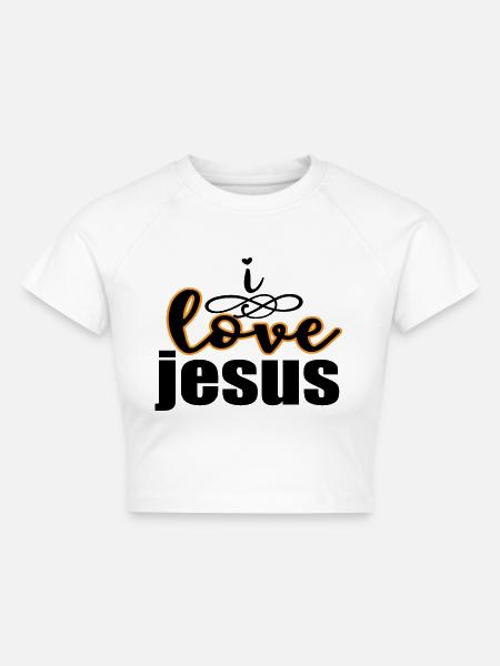 I love jesus - Cropped Frauen Organic T-Shirt - Weiß