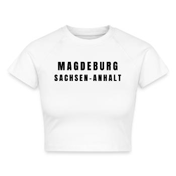 Magdeburg Sachsen-Anhalt - Cropped Frauen Organic T-Shirt - Weiß - Vorne - AI Model Female 172 dark (172cm)