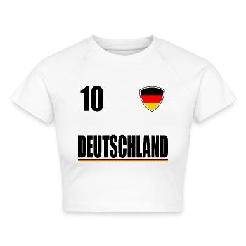 Deutschland Trikot Germany Fussball Fan T-Shirt - Cropped Frauen Organic T-Shirt - Weiß - Vorne - AI Model Female 172 dark (172cm)
