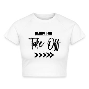 Ready for take off - Cropped Frauen Organic T-Shirt - Weiß - Vorne - AI Model Female 172 dark (172cm)