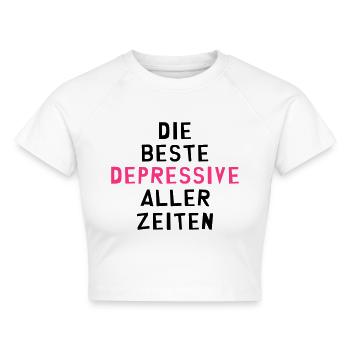 Depressiver - Depressive - Depressiv - Bipolar - Cropped Frauen Organic T-Shirt - Weiß - Vorne - AI Model Female 172 dark (172cm)