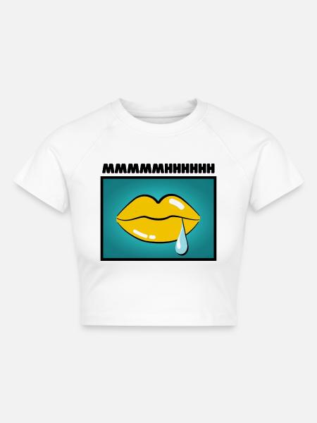 Lips - Cropped Frauen Organic T-Shirt - Weiß