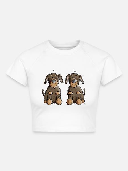Dackel Duo - Cropped Frauen Organic T-Shirt - Weiß