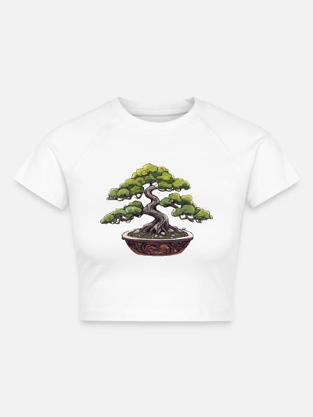 Bonsai - Cropped Frauen Organic T-Shirt - Weiß