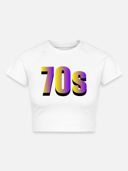 70s gelb lila - Cropped Frauen Organic T-Shirt - Weiß