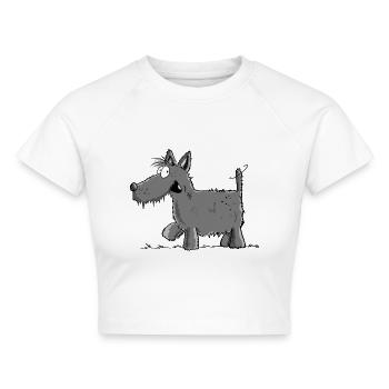 Happy Schnauzer Hund Comic I Hundefreund - Cropped Frauen Organic T-Shirt - Weiß - Vorne - AI Model Female 172 dark (172cm)