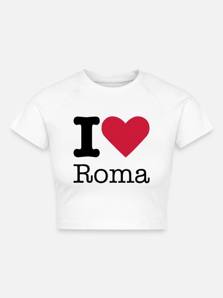 I Love Roma - Cropped Frauen Organic T-Shirt - Weiß