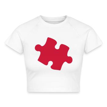 Herz Puzzle Puzzleteil Teil 2 Partnerlook - Cropped Frauen Organic T-Shirt - Weiß - Vorne - AI Model Female 172 dark (172cm)