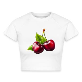 Kirschen - Cropped Frauen Organic T-Shirt - Weiß - Vorne - AI Model Female 172 dark (172cm)