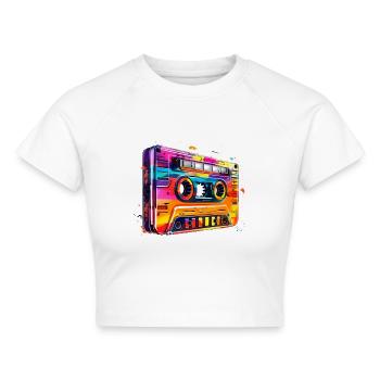 Kassette - Cropped Frauen Organic T-Shirt - Weiß - Vorne - AI Model Female 172 dark (172cm)