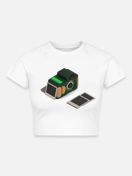 Kamera - Cropped Frauen Organic T-Shirt - Weiß