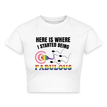 Lustige LGBT Gay Pride - Cropped Frauen Organic T-Shirt - Weiß - Vorne - AI Model Female 172 dark (172cm)