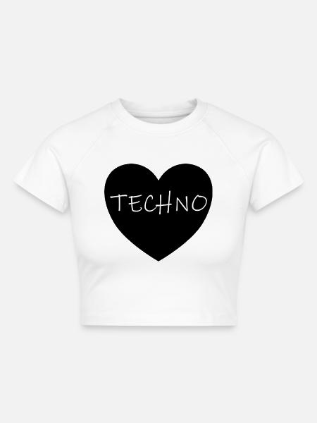 Techno - Cropped Frauen Organic T-Shirt - Weiß