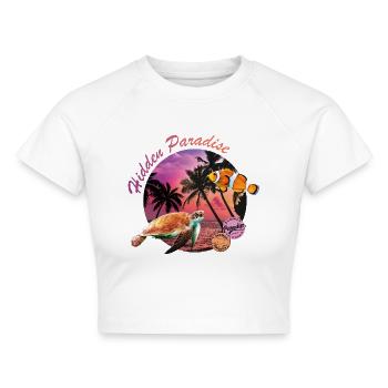 Hidden Paradise - Cropped Frauen Organic T-Shirt - Weiß - Vorne - AI Model Female 172 dark (172cm)