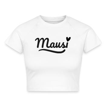 Mausi Schrift Herz - Cropped Frauen Organic T-Shirt - Weiß - Vorne - AI Model Female 172 dark (172cm)