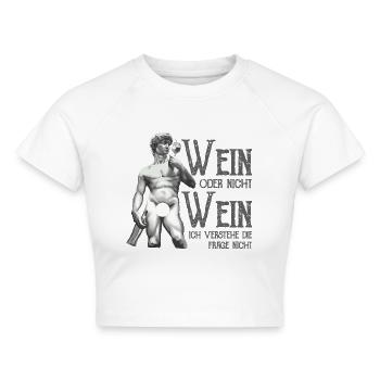 Wein Oder Nicht Wein? Lustig Weintrinker Spruch - Cropped Frauen Organic T-Shirt - Weiß - Vorne - AI Model Female 172 dark (172cm)