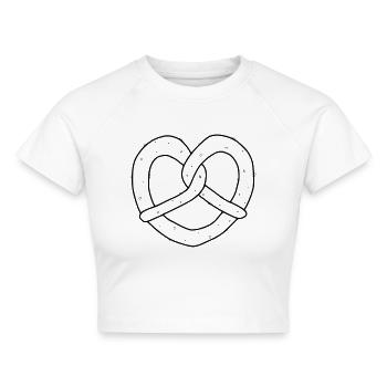 Breze. Herz. Brezel - Cropped Frauen Organic T-Shirt - Weiß - Vorne - AI Model Female 172 dark (172cm)
