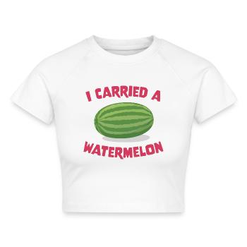 Ich trug eine Wassermelone - Cropped Frauen Organic T-Shirt - Weiß - Vorne - AI Model Female 172 dark (172cm)