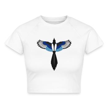 SCHWARZSCHNABEL-ELSTER-| KREATIVE | URBANE KUNSTSTOFFE - Cropped Frauen Organic T-Shirt - Weiß - Vorne - AI Model Female 172 dark (172cm)