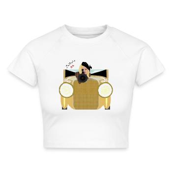 Initialen bb detouré - Cropped Frauen Organic T-Shirt - Weiß - Vorne - AI Model Female 172 dark (172cm)
